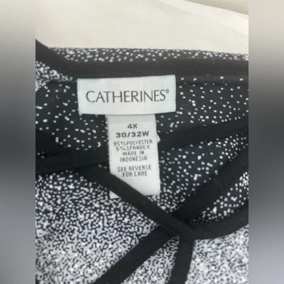 Catherines Womens Knit Tunic Size 4X Black White Checkered Rhinestone Scoop Neck - Picture 7 of 12